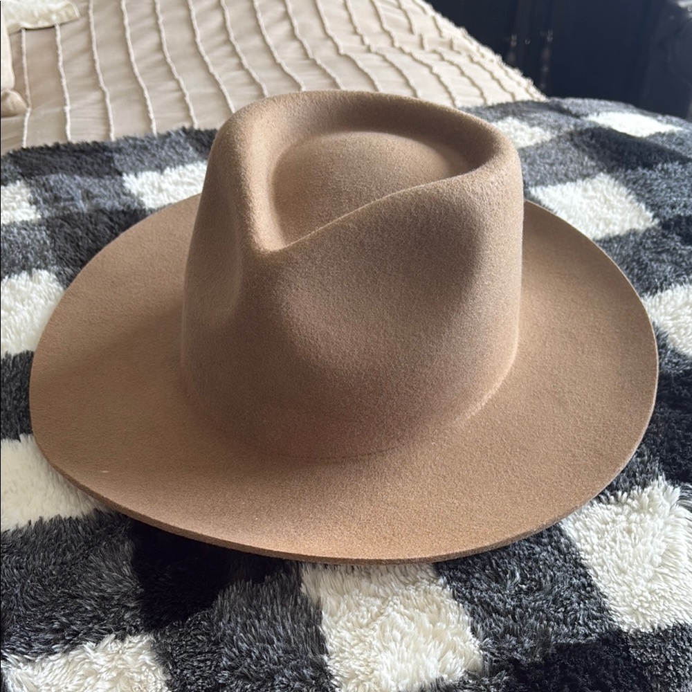 GIGI PIP Tan Fedora Hat with Wide Brim